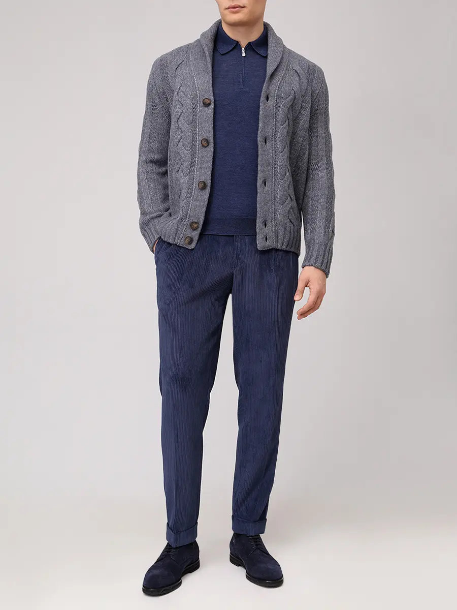 Поло из шерсти и шелка BARBA NAPOLI BU 7000/25245/1319057537/0594 Синий  Фото 2