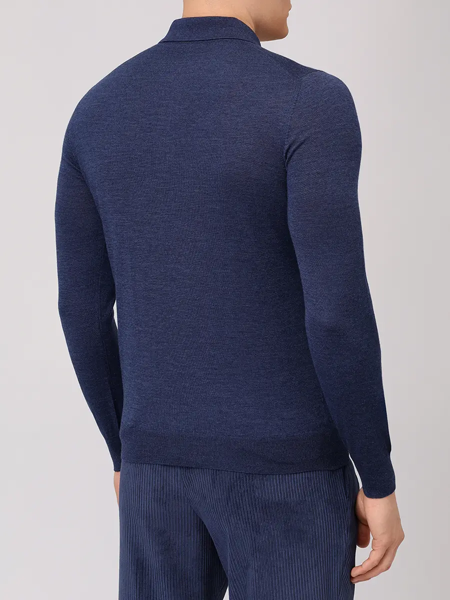 Поло из шерсти и шелка BARBA NAPOLI BU 7000/25245/1319057537/0594 Синий  Фото 3