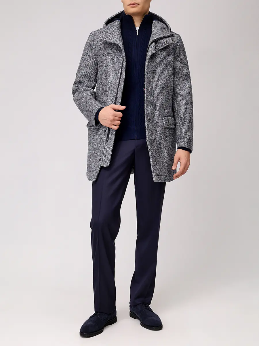 Пальто однотонное BOB A26LUIS170 T170 Серый  Фото 2