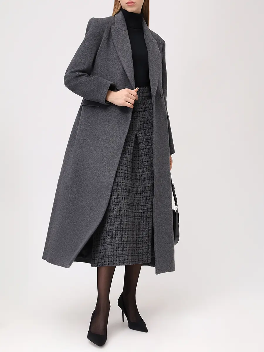 Юбка из шелка и кашемира FREE AGE W26.SK112.6039.991 Серый  Фото 2