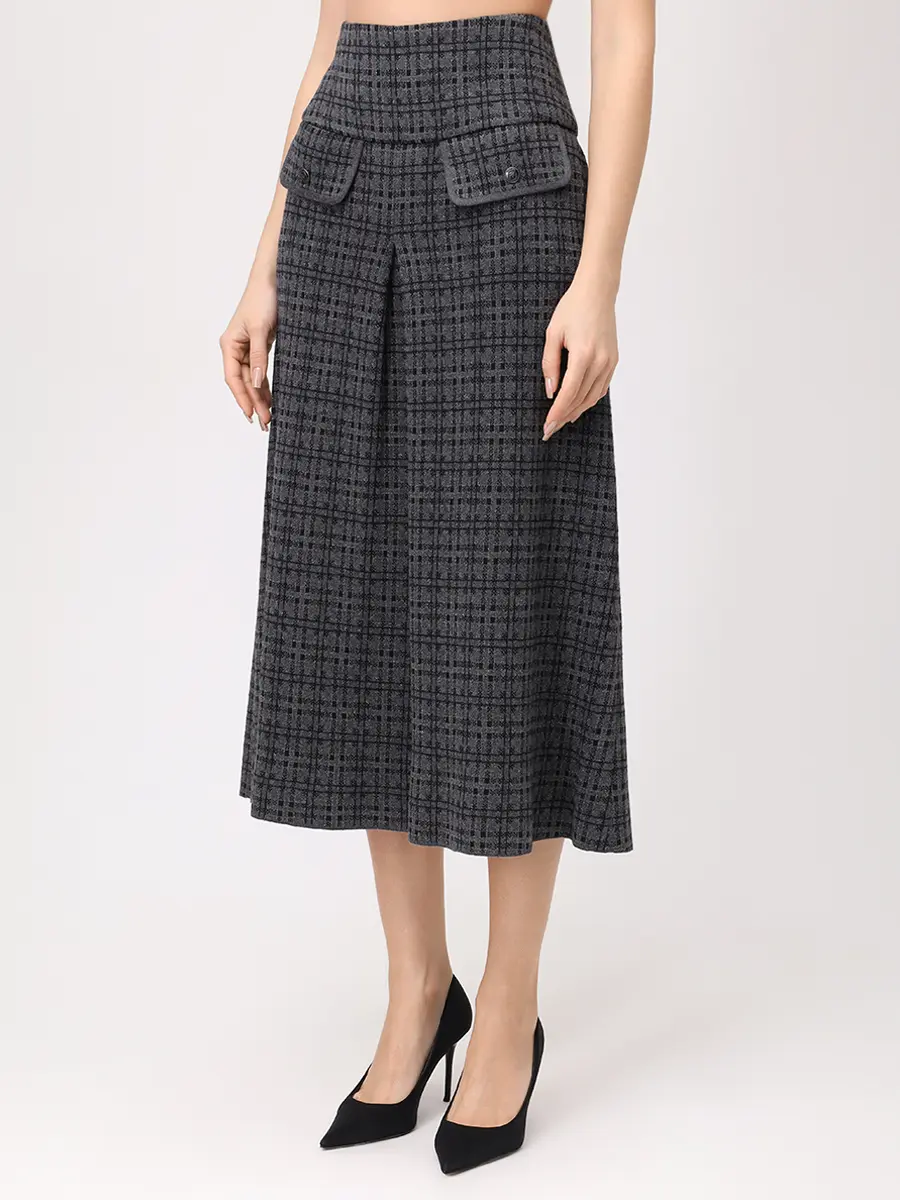 Юбка из шелка и кашемира FREE AGE W26.SK112.6039.991 Серый  Фото 4