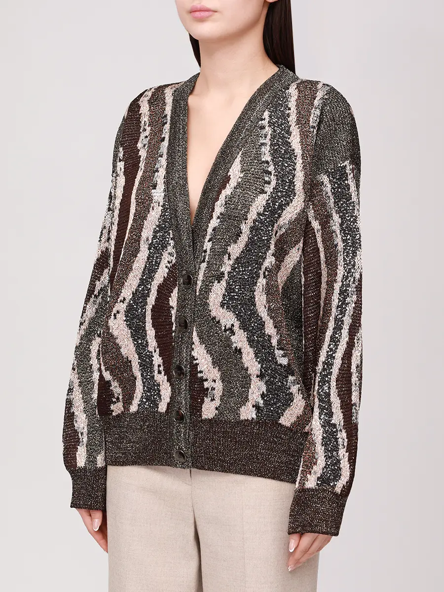 Кардиган с пайетками MISSONI DS25WM0C-BK01C8 S80E2 Бежевый  Фото 4