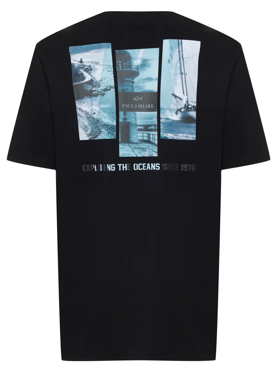 Футболка хлопковая PAUL & SHARK 15311633/011 Принт  Фото 2