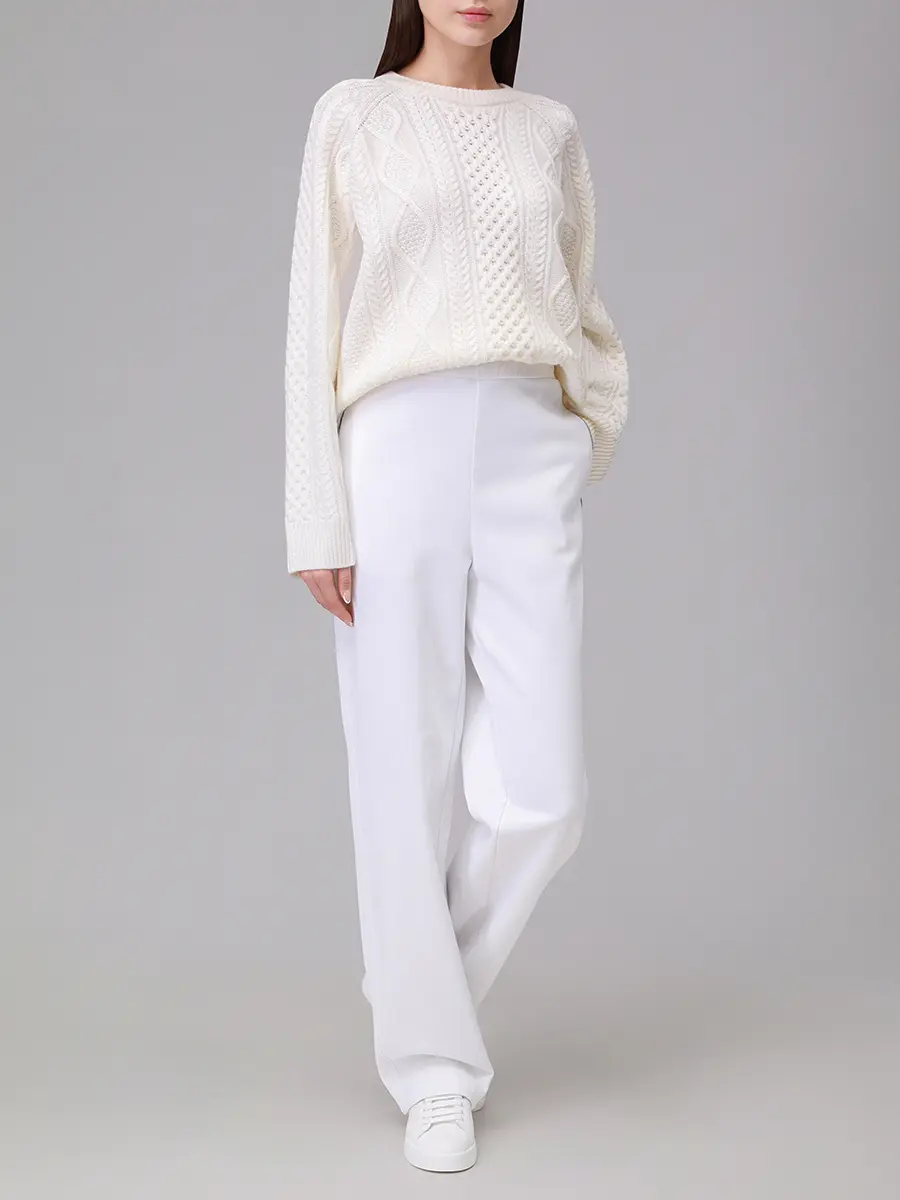 Брюки хлопковые LORENA ANTONIAZZI I2576PA61A_3674 100 Белый  Фото 2