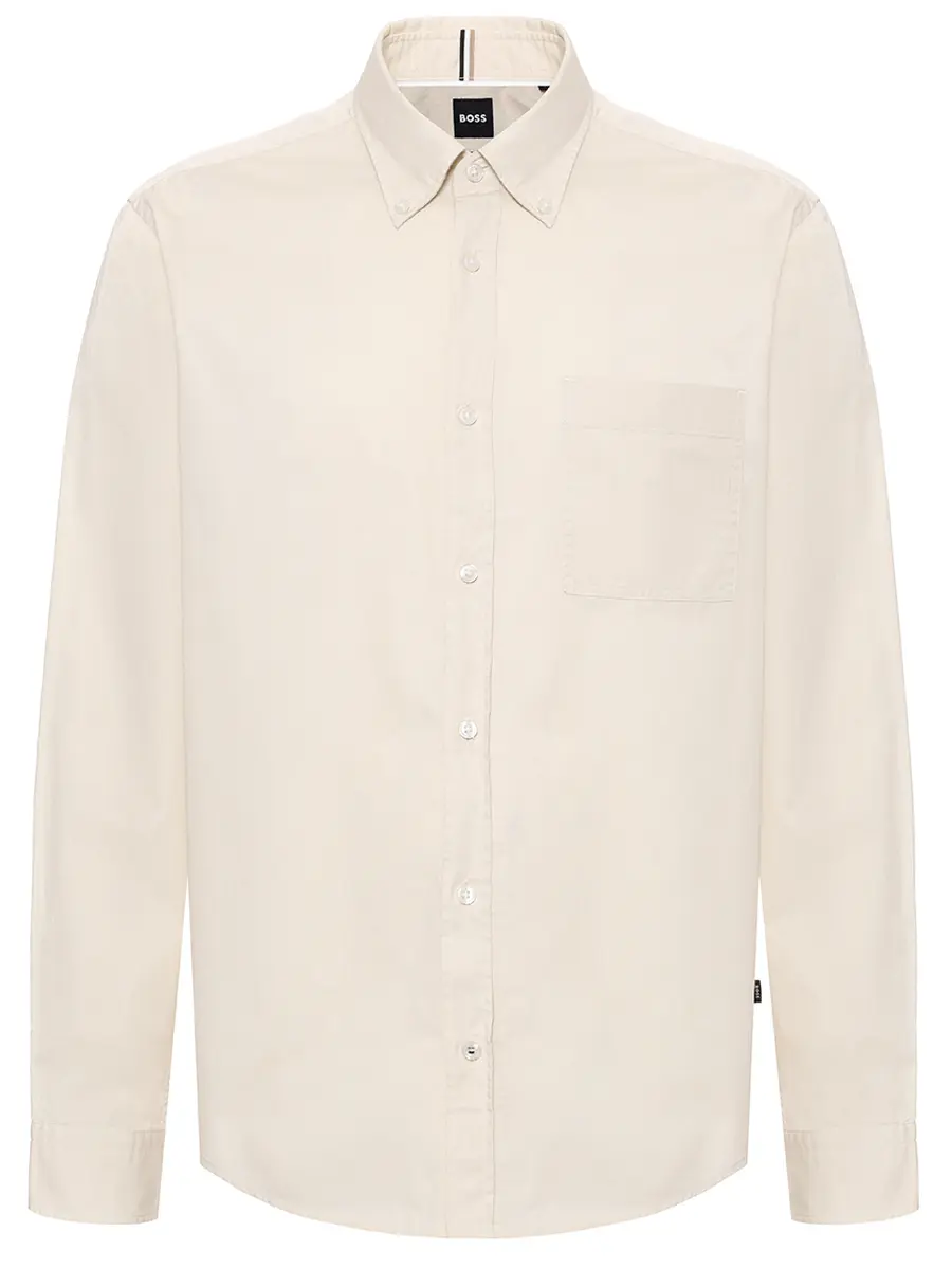 Рубашка Regular Fit хлопковая BOSS 50550585/131 Кремовый 
