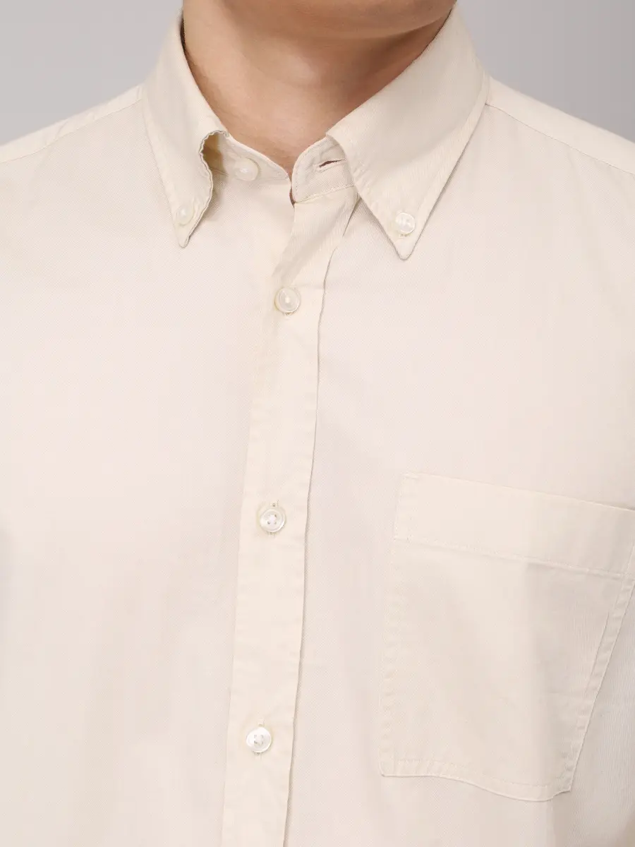 Рубашка Regular Fit хлопковая BOSS 50550585/131 Кремовый  Фото 5
