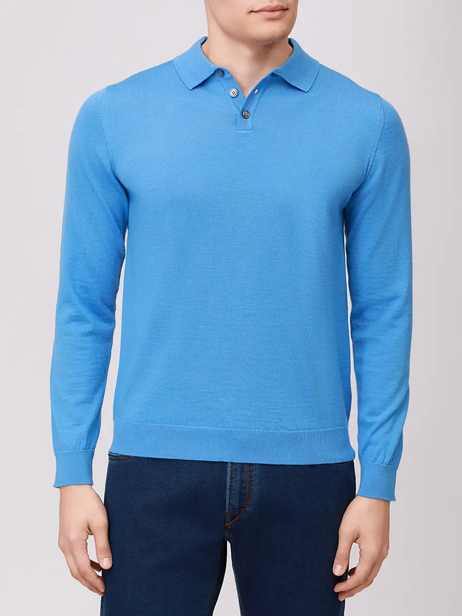 Поло шерстяное DANIELE FIESOLI 0026/26 SKY Голубой  Фото 4