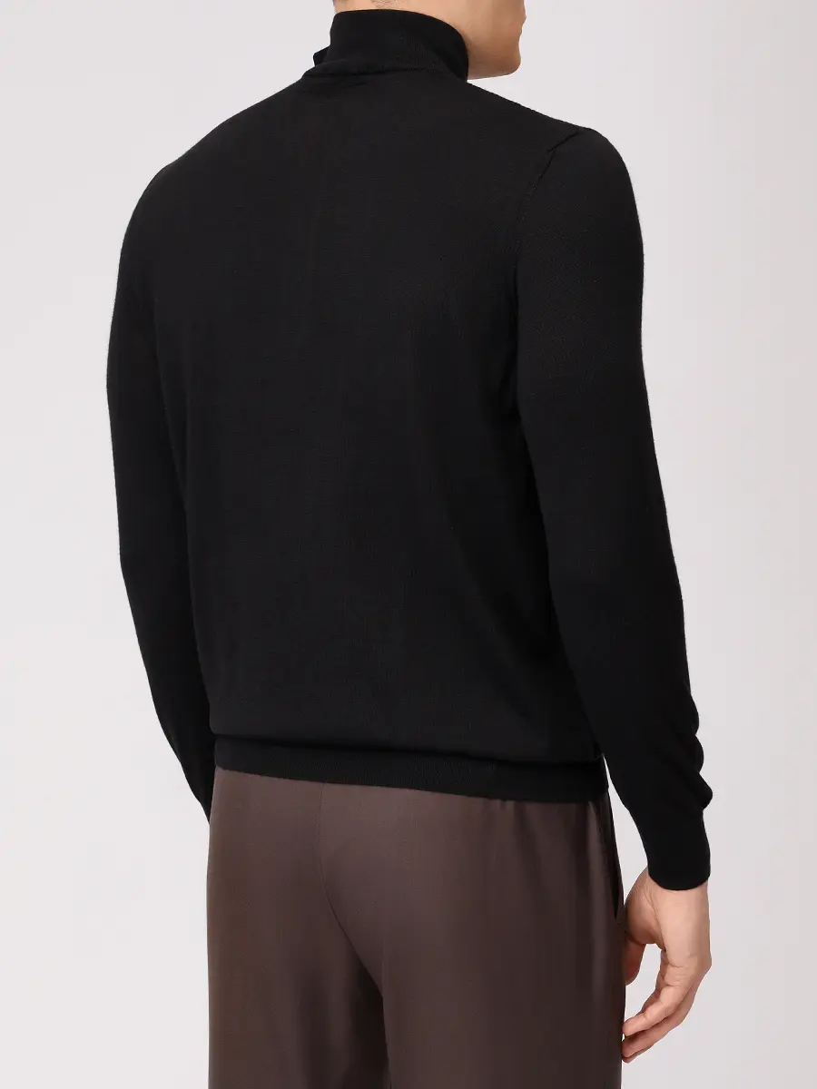Джемпер из шерсти и шелка BERTOLO LUXURY MENSWEAR 902503/002511/1000 Темно- Черный  Фото 3