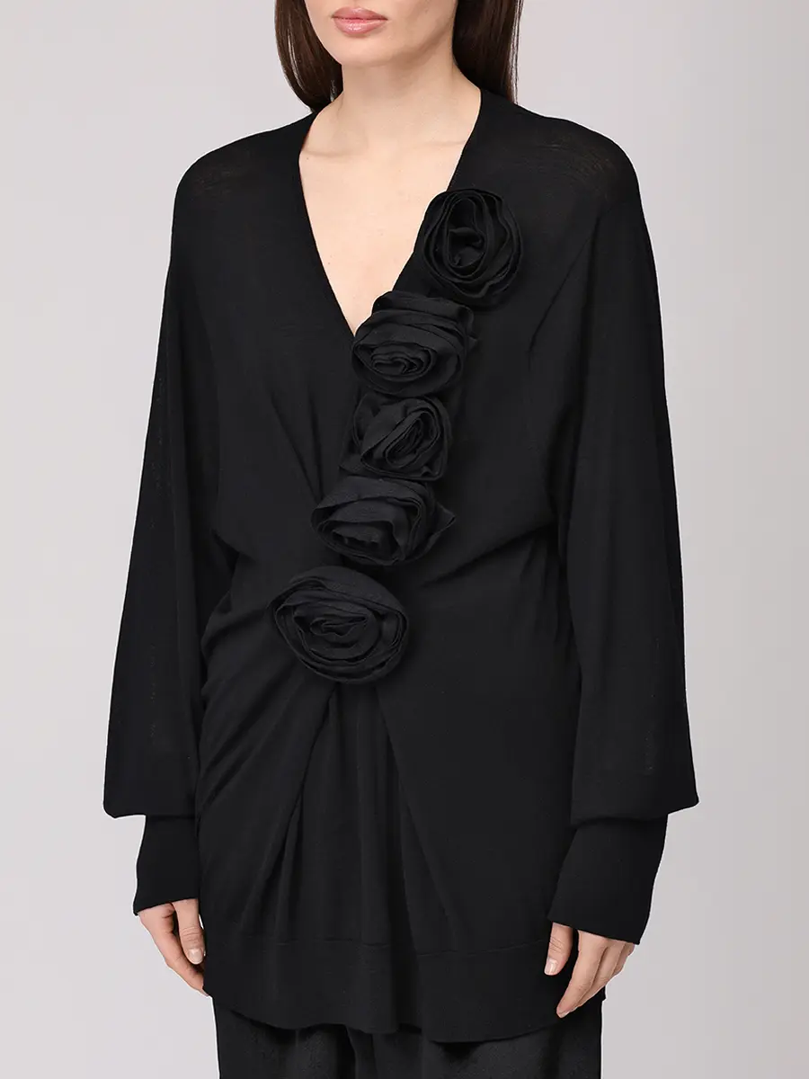 Пуловер шерстяной ALBERTA FERRETTI A093566030555 Черный  Фото 4