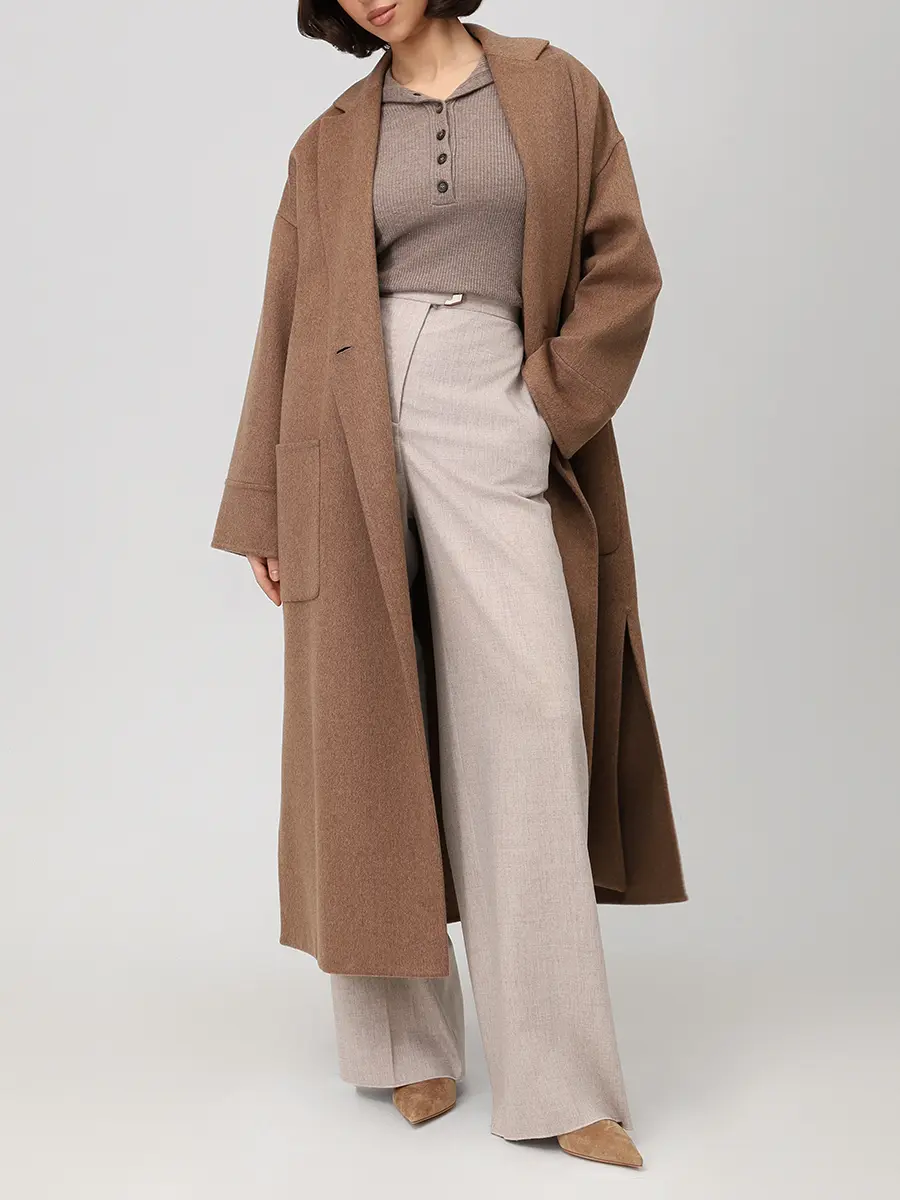 Пальто кашемировое AGNONA TL1002U-D7036U-M23 Бежевый  Фото 2