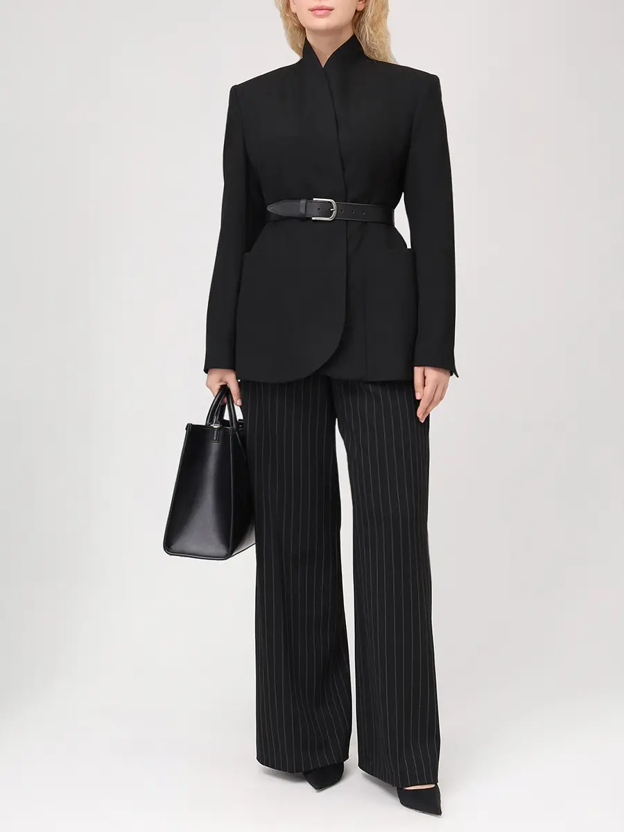 Брюки в полоску ELENA MIRO P161P0982601 Черный  Фото 2