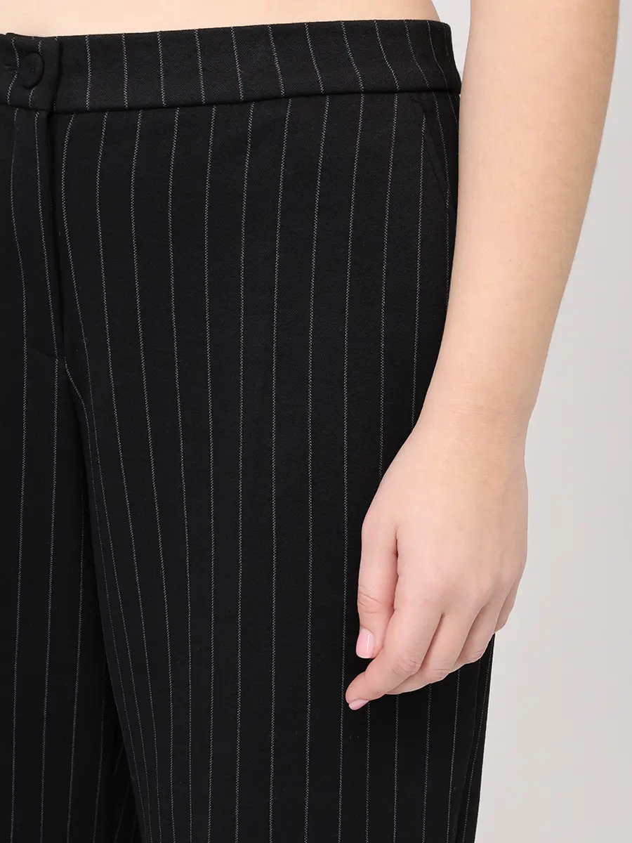 Брюки в полоску ELENA MIRO P161P0982601 Черный  Фото 5