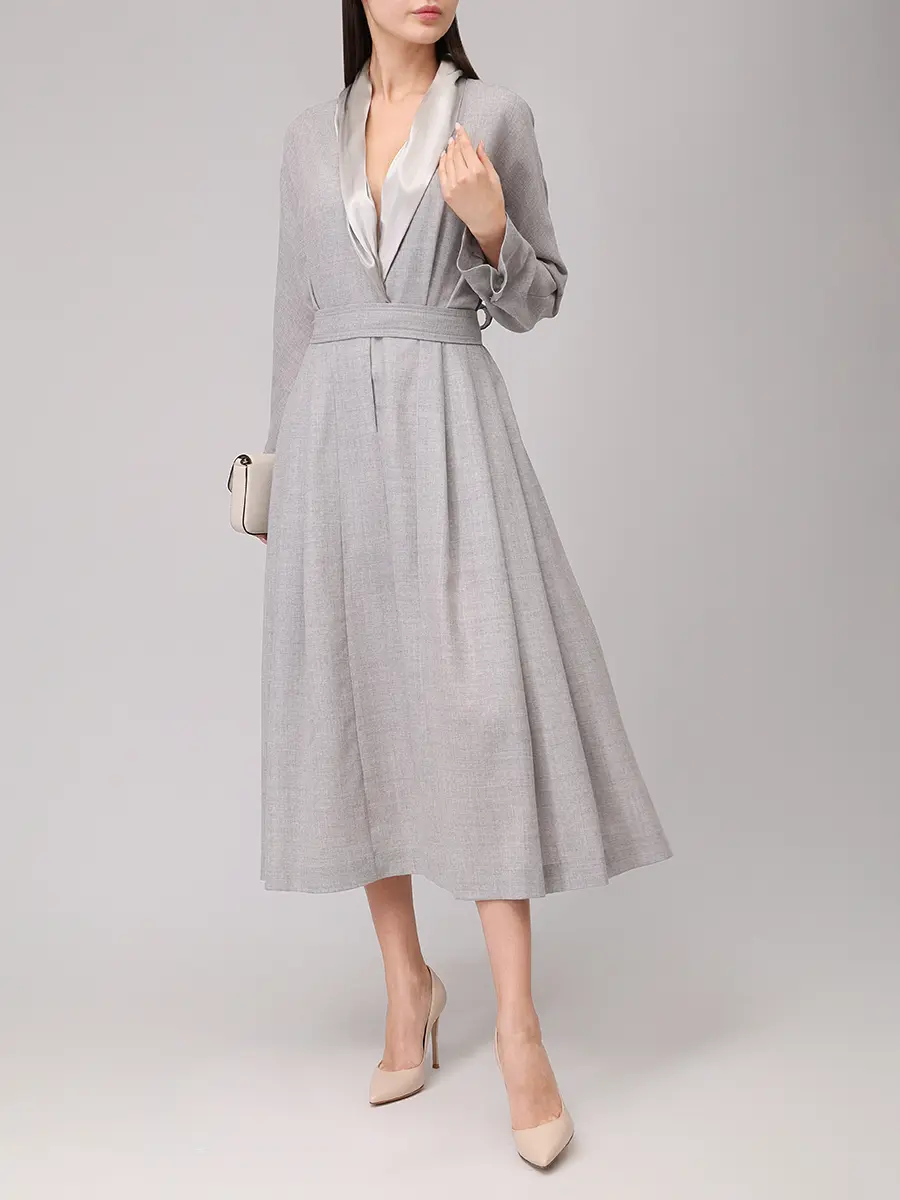Платье шерстяное ALBERTA FERRETTI A041866371485 Светло Серый  Фото 2