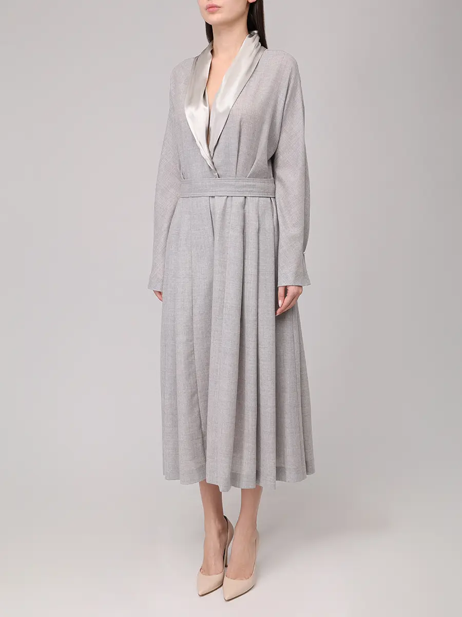 Платье шерстяное ALBERTA FERRETTI A041866371485 Светло Серый  Фото 4