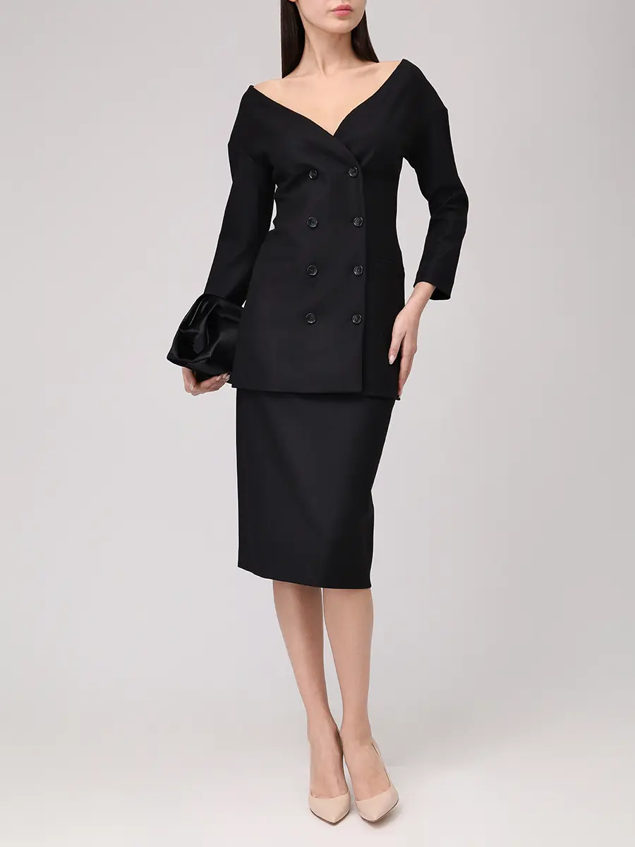 Юбка шерстяная ALBERTA FERRETTI A010766410555 Черный  Фото 2