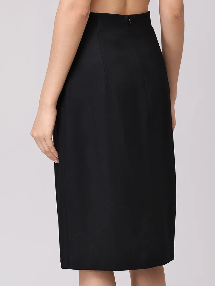 Юбка шерстяная ALBERTA FERRETTI A010766410555 Черный  Фото 3