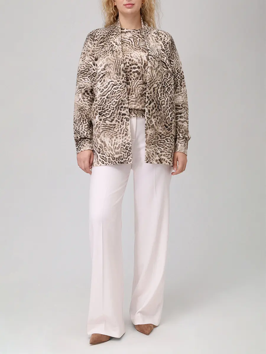 Джемпер с принтом ELENA MIRO M423Z049NMS1 Анималистичный принт  Фото 2