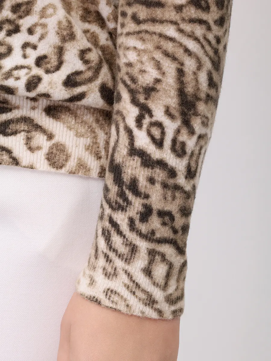 Джемпер с принтом ELENA MIRO M423Z049NMS1 Анималистичный принт  Фото 5