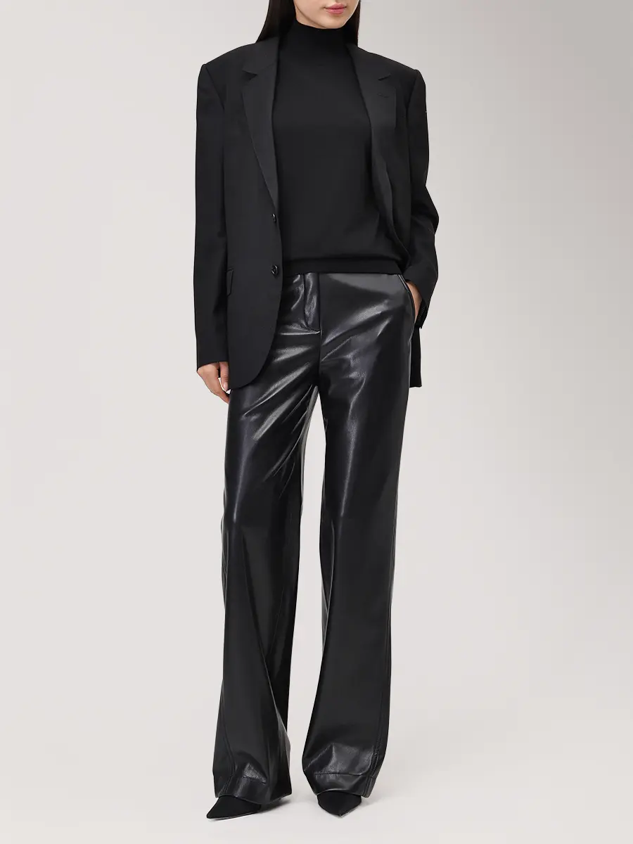 Брюки из экокожи BOSS 50549241/001 Черный  Фото 2