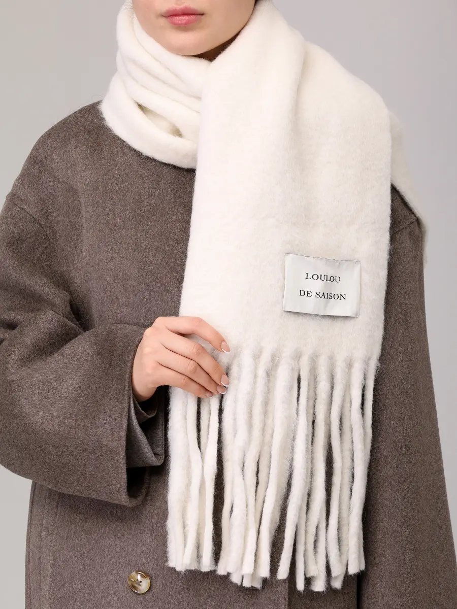 Шарф из шерсти альпака Santo LOULOU DE SAISON SANTO Белый  Фото 2