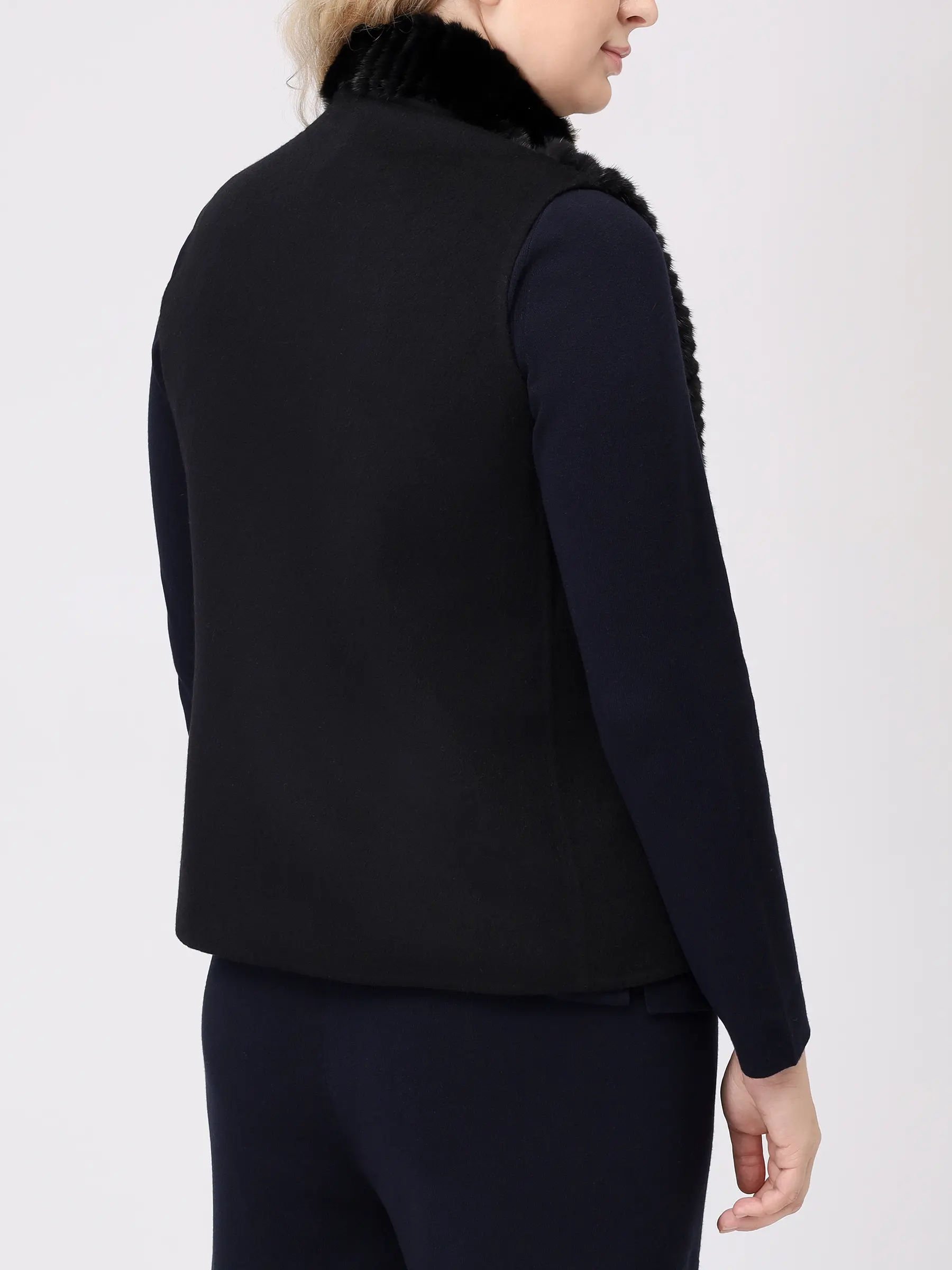 Жилет шерстяной с мехом норки MANZONI 24 Manzoni к Черный  Фото 3