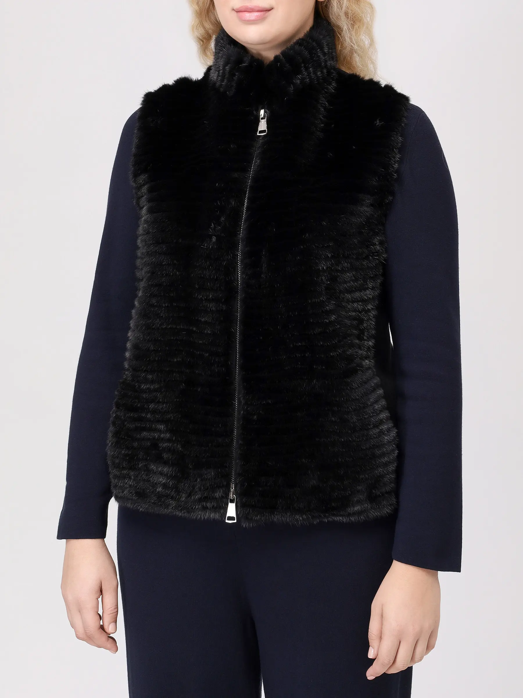 Жилет шерстяной с мехом норки MANZONI 24 Manzoni к Черный  Фото 4