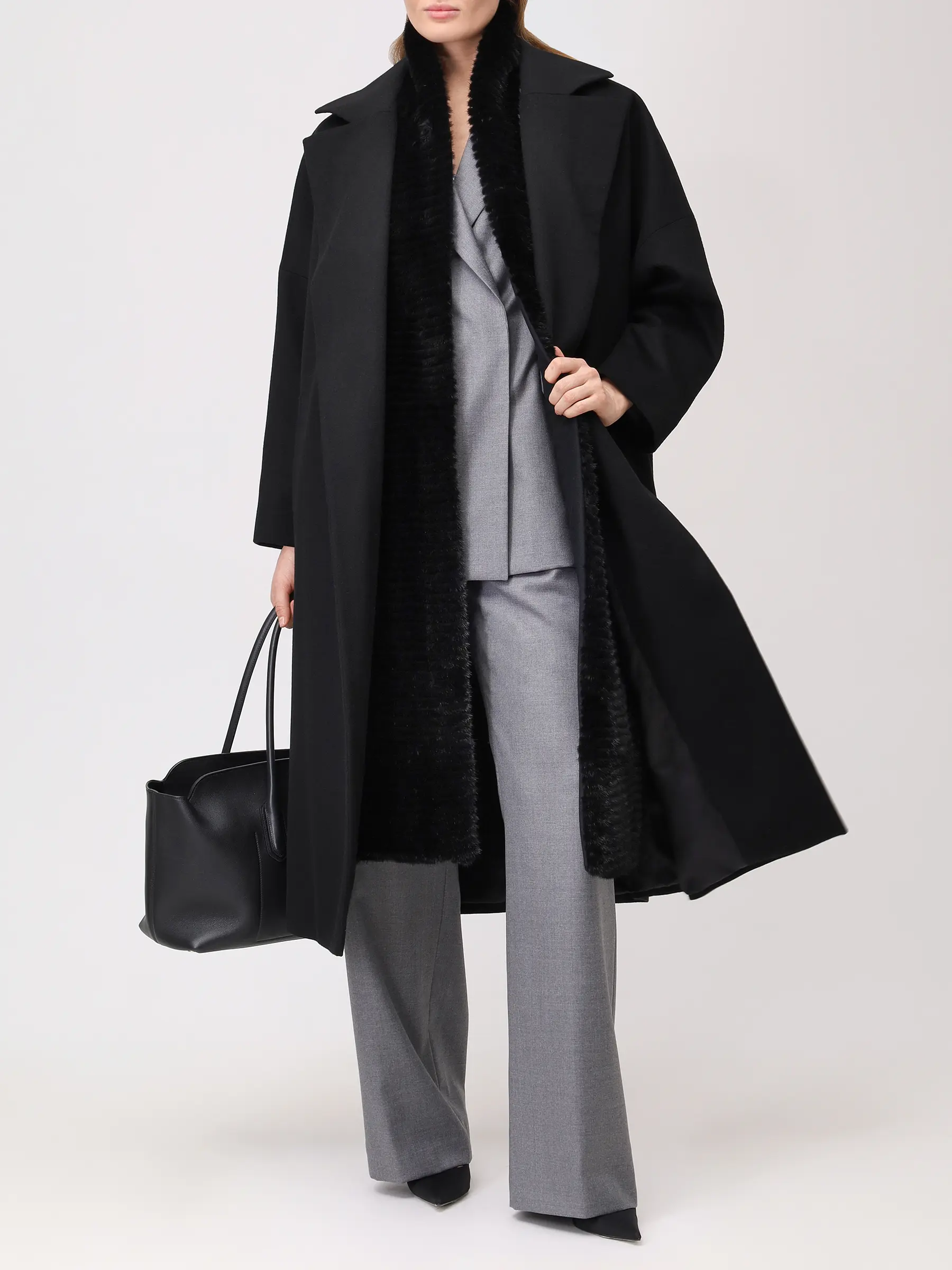 Жилет шерстяной с мехом норки MANZONI 24 Manzoni д Черный  Фото 2