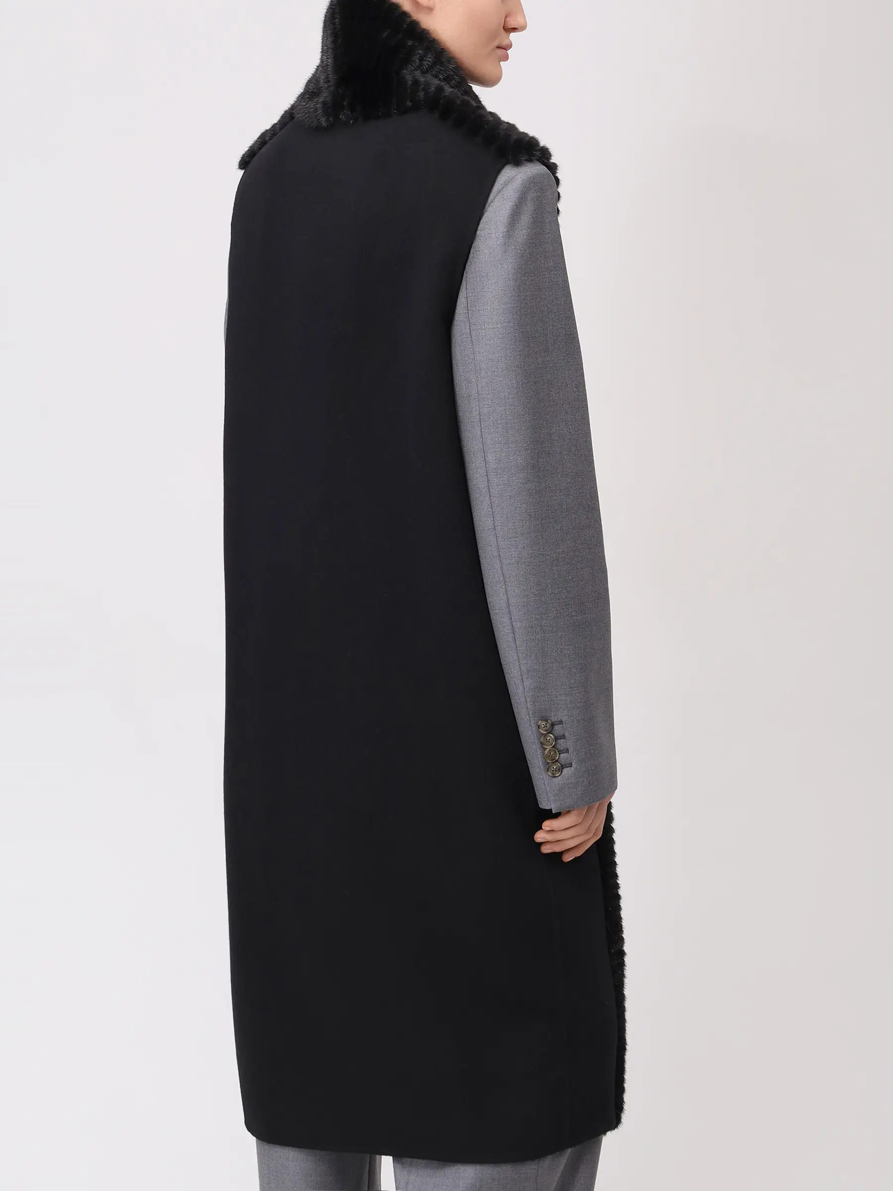 Жилет шерстяной с мехом норки MANZONI 24 Manzoni д Черный  Фото 3