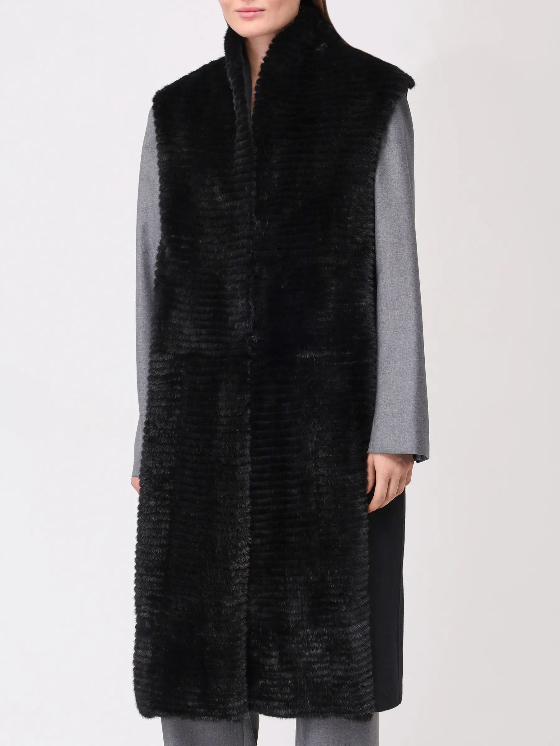 Жилет шерстяной с мехом норки MANZONI 24 Manzoni д Черный  Фото 4