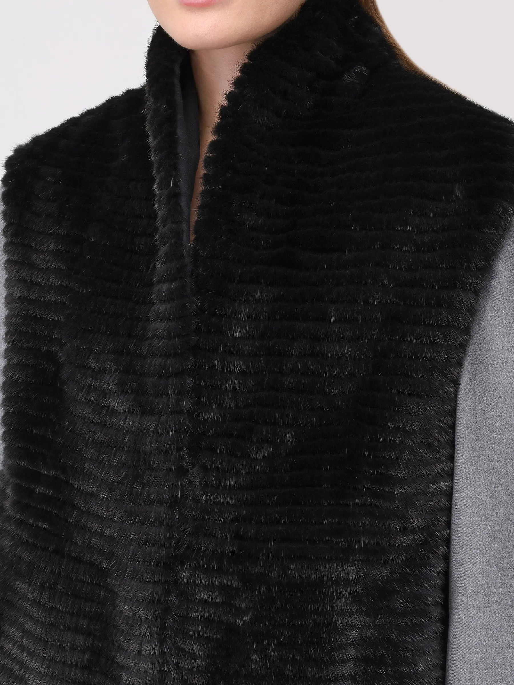 Жилет шерстяной с мехом норки MANZONI 24 Manzoni д Черный  Фото 6