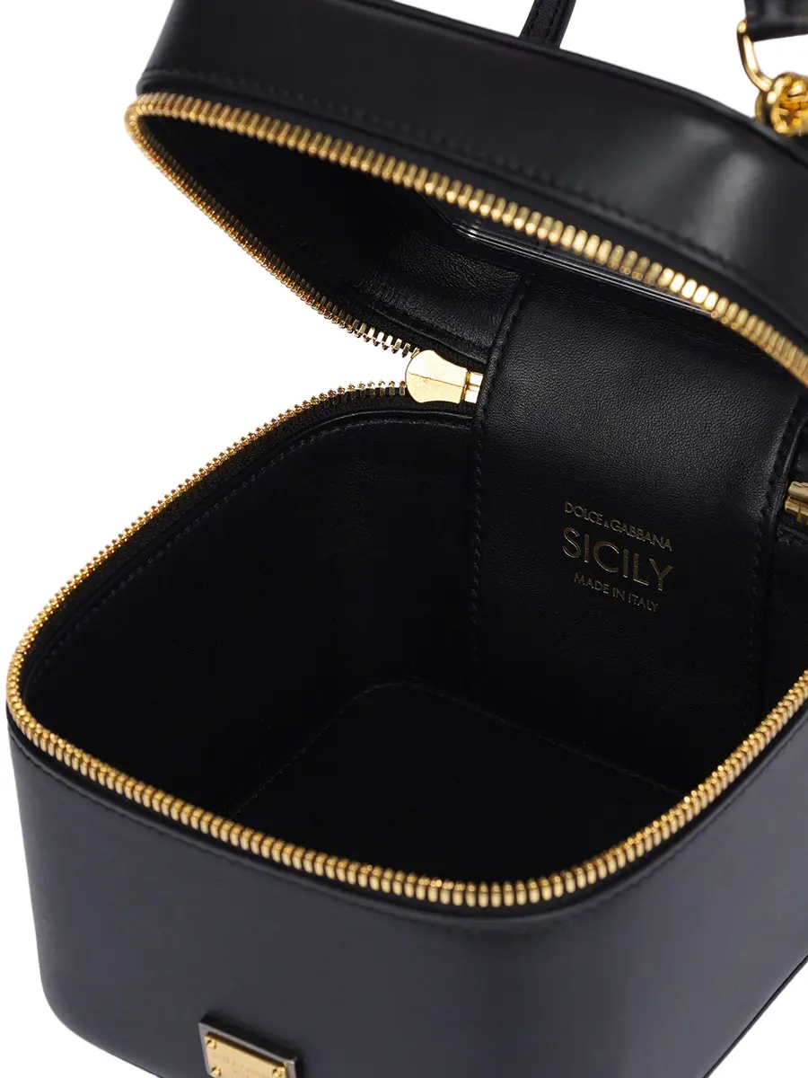 Сумка кожаная Sicily Cube Vanity Bag DOLCE & GABBANA BB7715 5B7321 80999 Черный  Фото 4