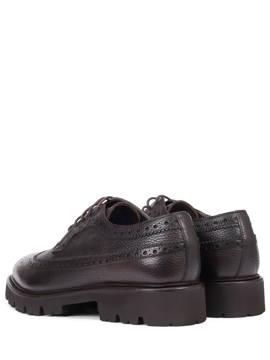 

Дерби кожаные на байке, Коричневый, 12045 01 Тёмно -