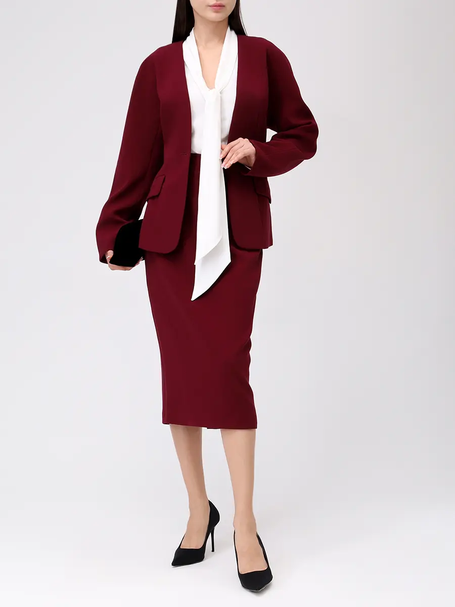 Жакет из хлопка и вискозы ROSEVILLE 22642920104 Бордовый  Фото 2