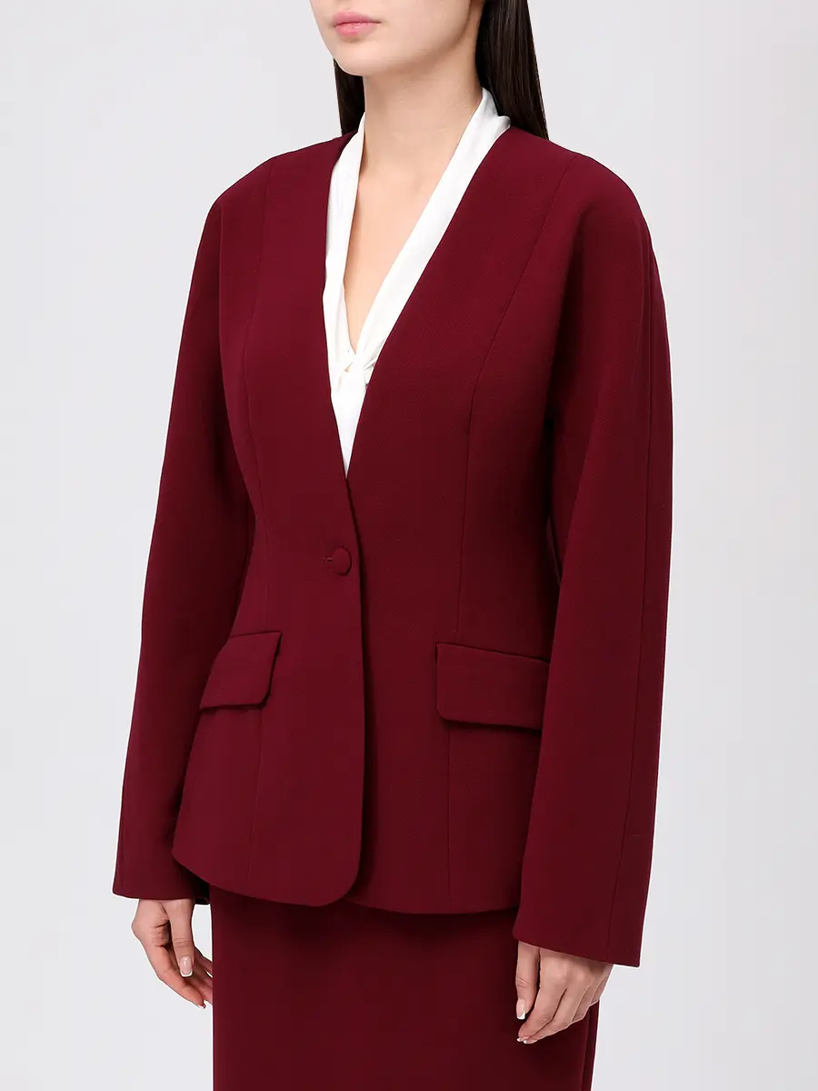 Жакет из хлопка и вискозы ROSEVILLE 22642920104 Бордовый  Фото 4