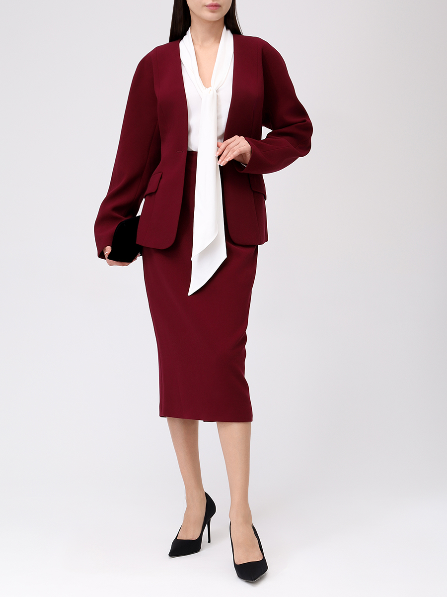 Юбка-футляр из хлопка и вискозы ROSEVILLE 22606640104 Бордовый  Фото 2