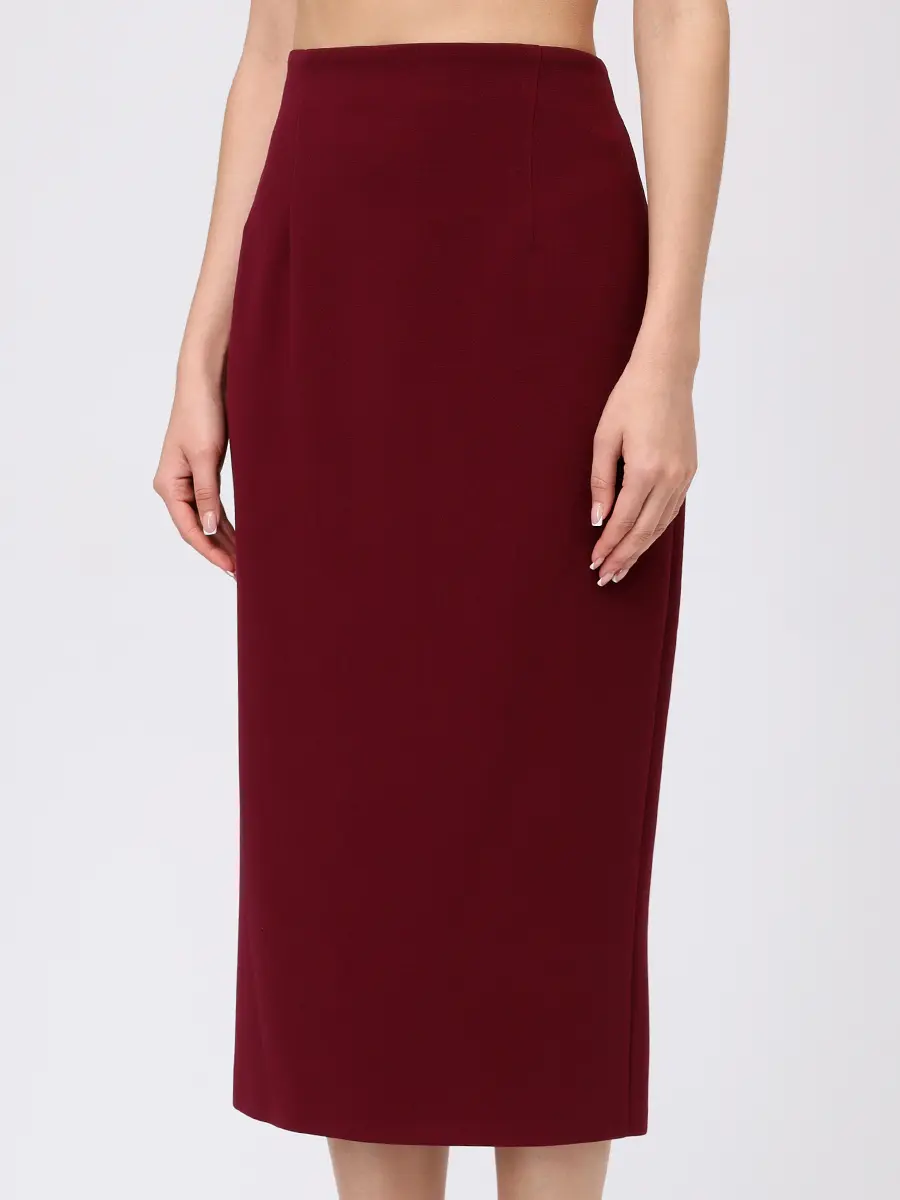 Юбка-футляр из хлопка и вискозы ROSEVILLE 22606640104 Бордовый  Фото 4