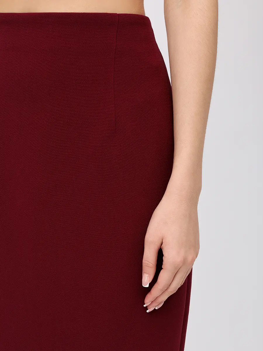 Юбка-футляр из хлопка и вискозы ROSEVILLE 22606640104 Бордовый  Фото 5