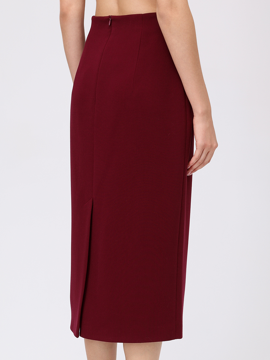 Юбка-футляр из хлопка и вискозы ROSEVILLE 22606640104 Бордовый  Фото 3