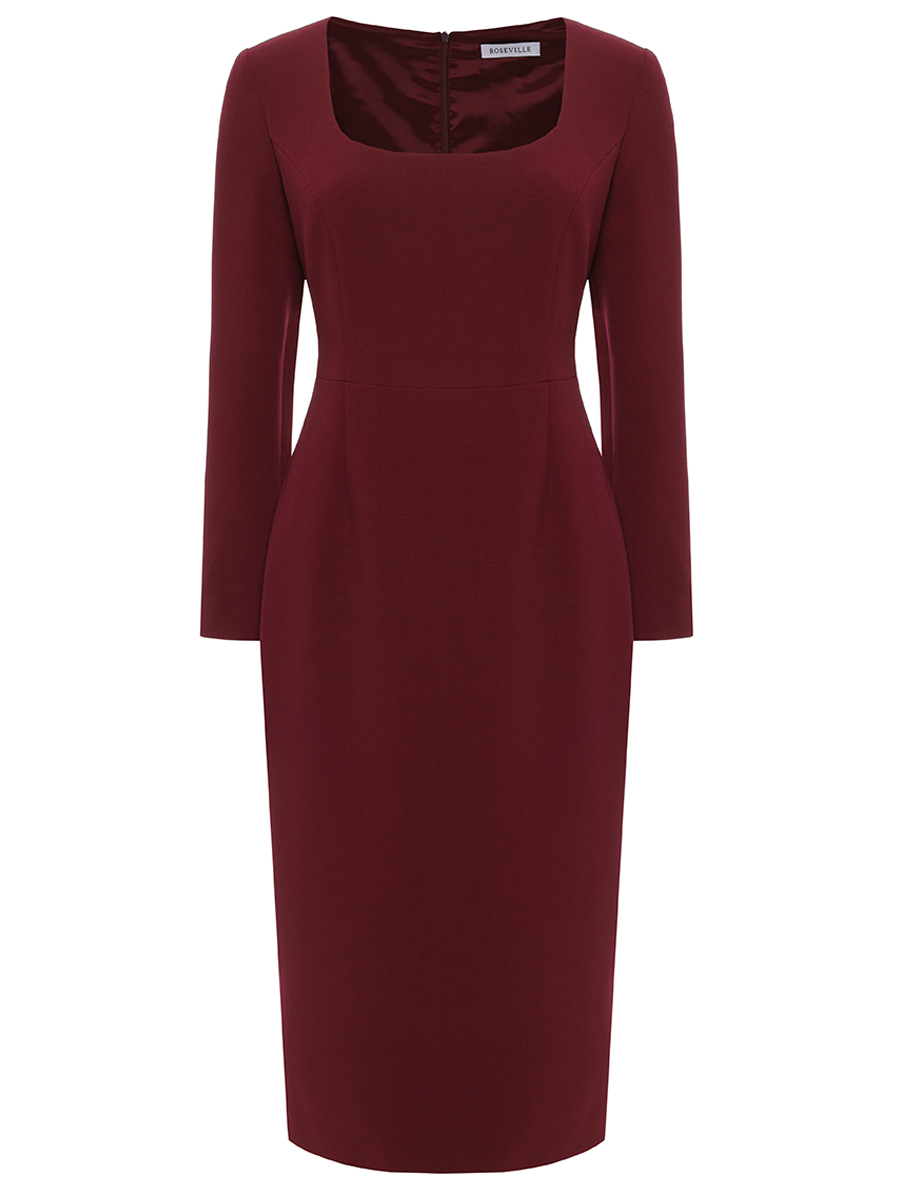 

Платье-футляр однотонное, Бордовый, 22636700104