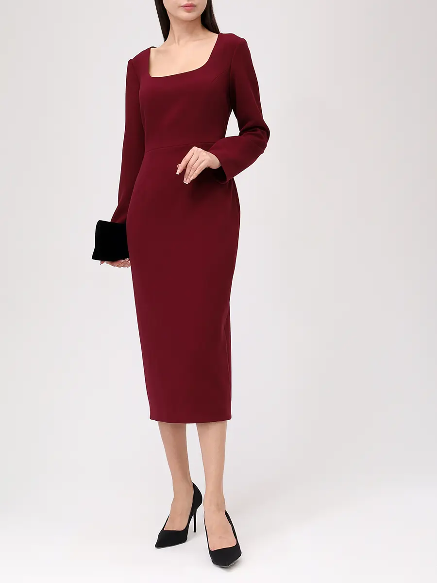Платье-футляр однотонное ROSEVILLE 22636700104 Бордовый  Фото 2