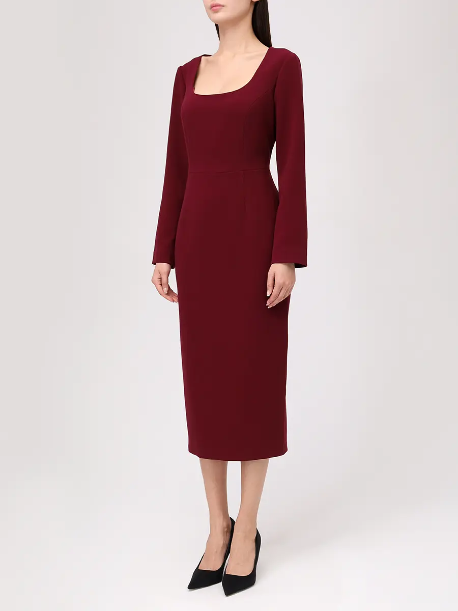 Платье-футляр однотонное ROSEVILLE 22636700104 Бордовый  Фото 4