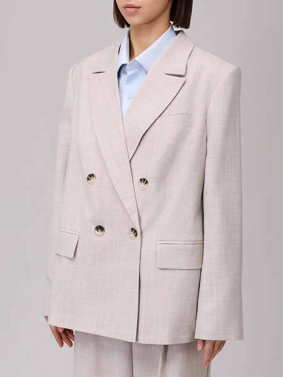 Жакет из шерсти и вискозы ROSEVILLE 6 SS254289M/GRY Серый  Фото 4