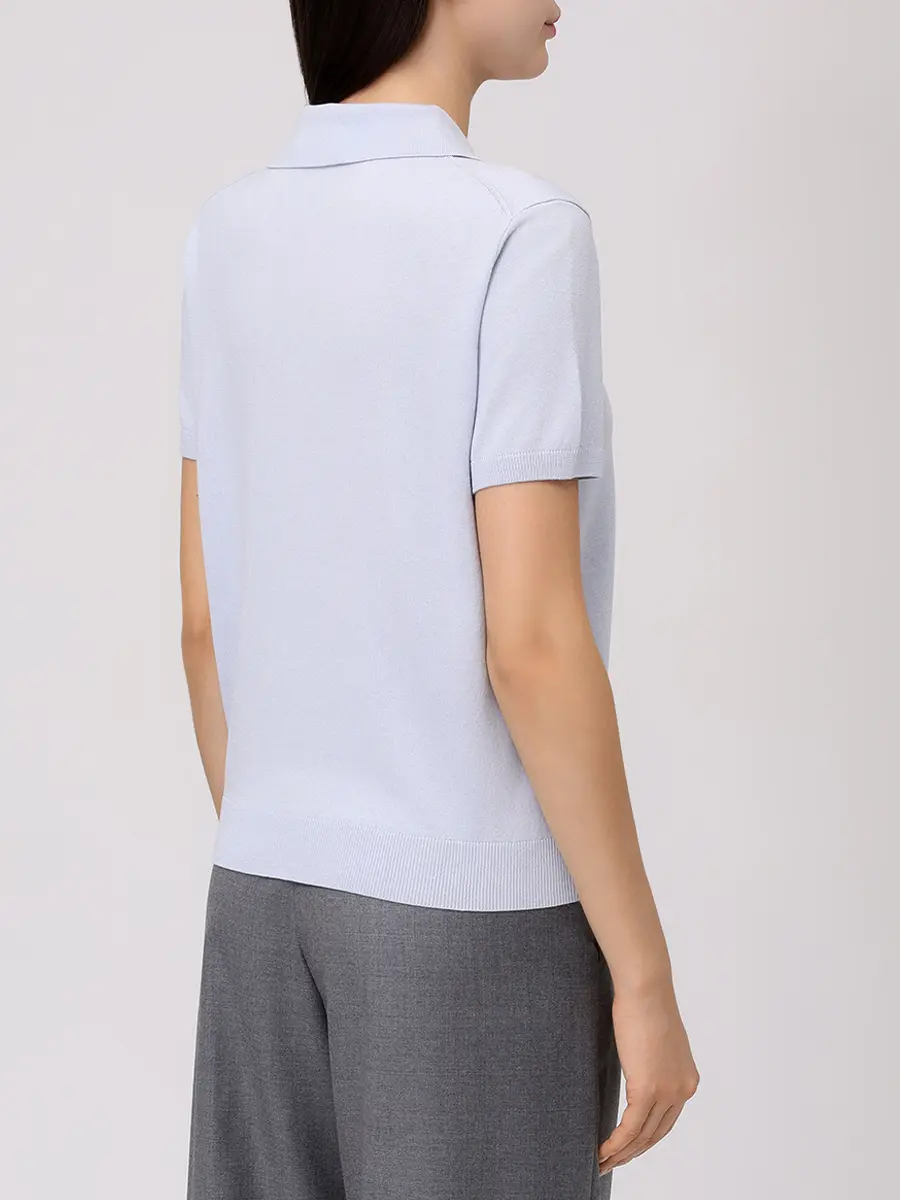 Поло из тенселя ROSEVILLE SS259010M/BLU Голубой  Фото 3