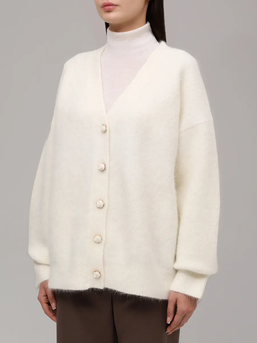 Кардиган шерстяной ROSEVILLE AW259005M/MLK Белый  Фото 4