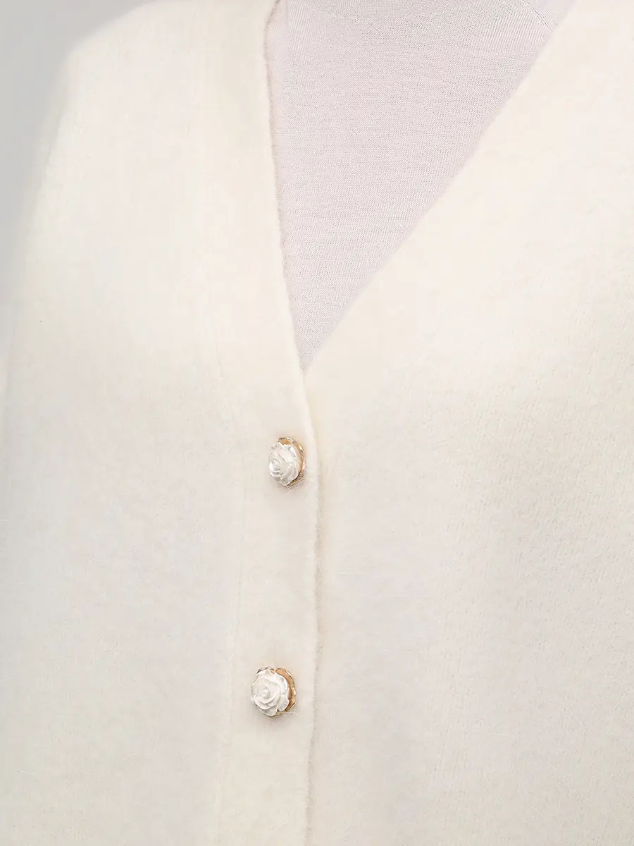 Кардиган шерстяной ROSEVILLE AW259005M/MLK Белый  Фото 5