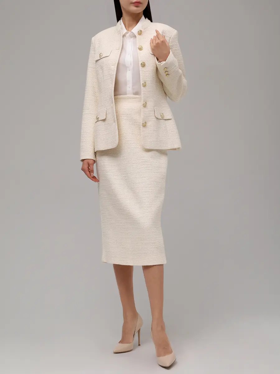 Юбка-футляр хлопковая ROSEVILLE AW250664M/ECRU Молочный Белый  Фото 2