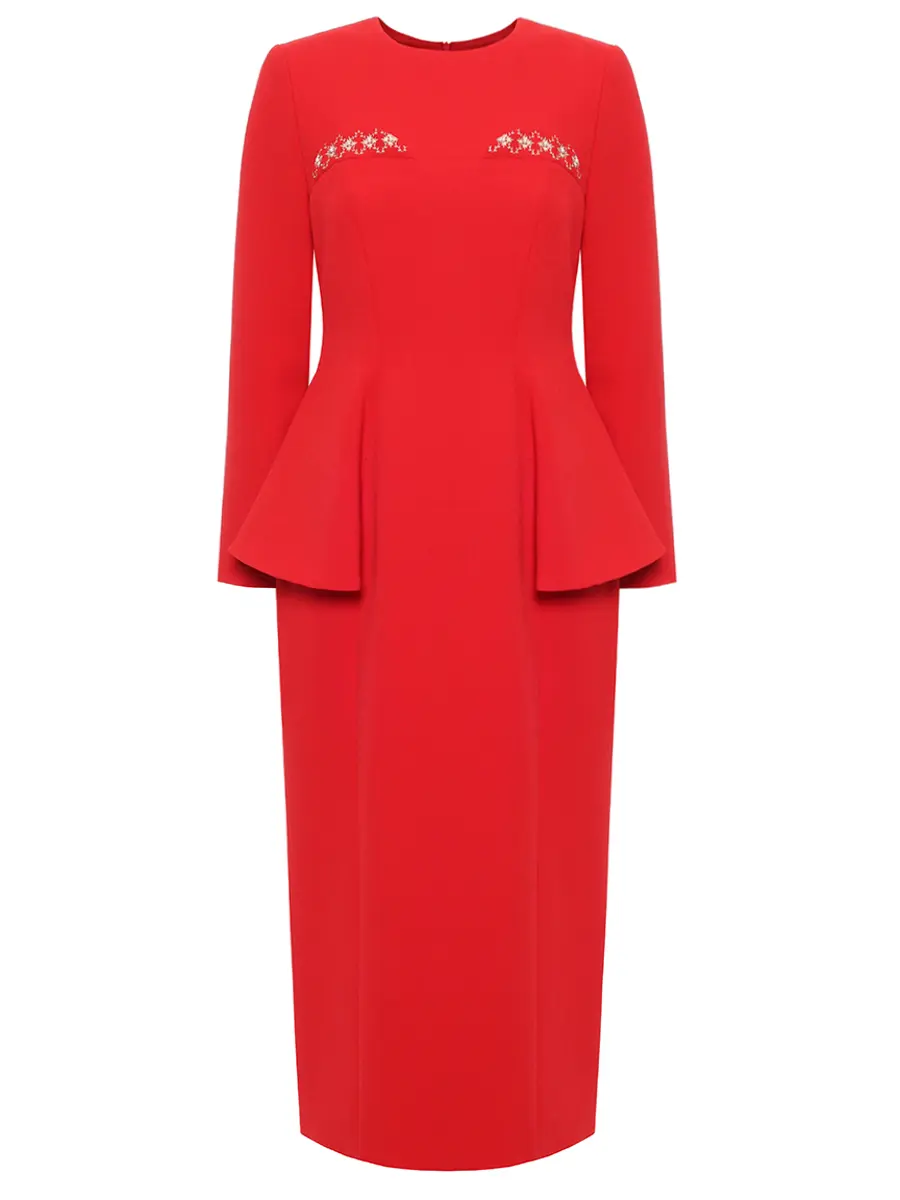 Платье из хлопка и вискозы ROSEVILLE NY253606M/RED Красный 