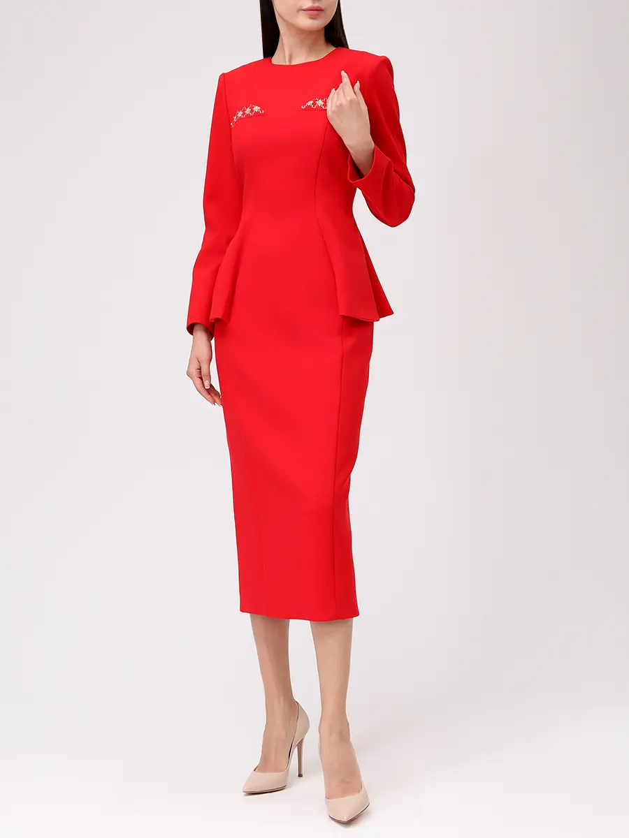 Платье из хлопка и вискозы ROSEVILLE NY253606M/RED Красный  Фото 2