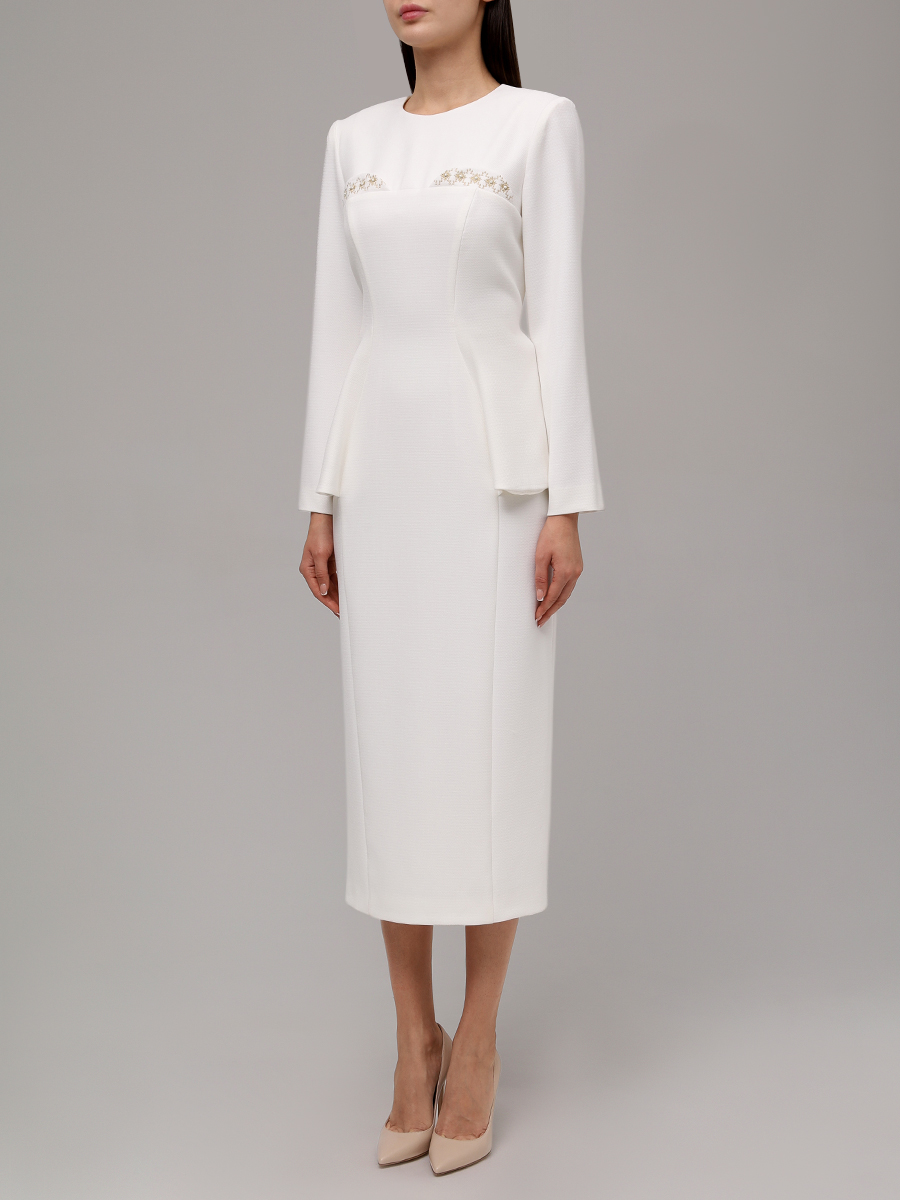 

Платье из хлопка и вискозы, Белый, NY253606M/MLK