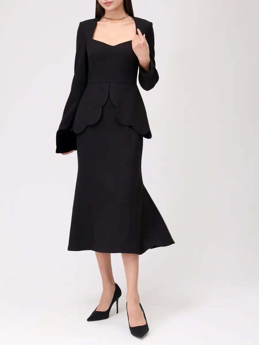 Платье из хлопка и вискозы ROSEVILLE AW253621M/BLK Черный  Фото 2